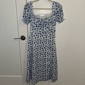 Floral Blue and White Dress